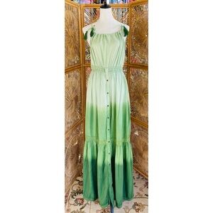 NWT Earthbound Ombre Green Dyed Halter Maxi Dress Small